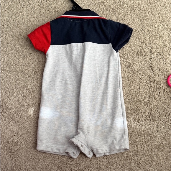 Tommy Hilfiger Infant Polo Romper - Gray, Red, and Navy - Picture 2 of 2